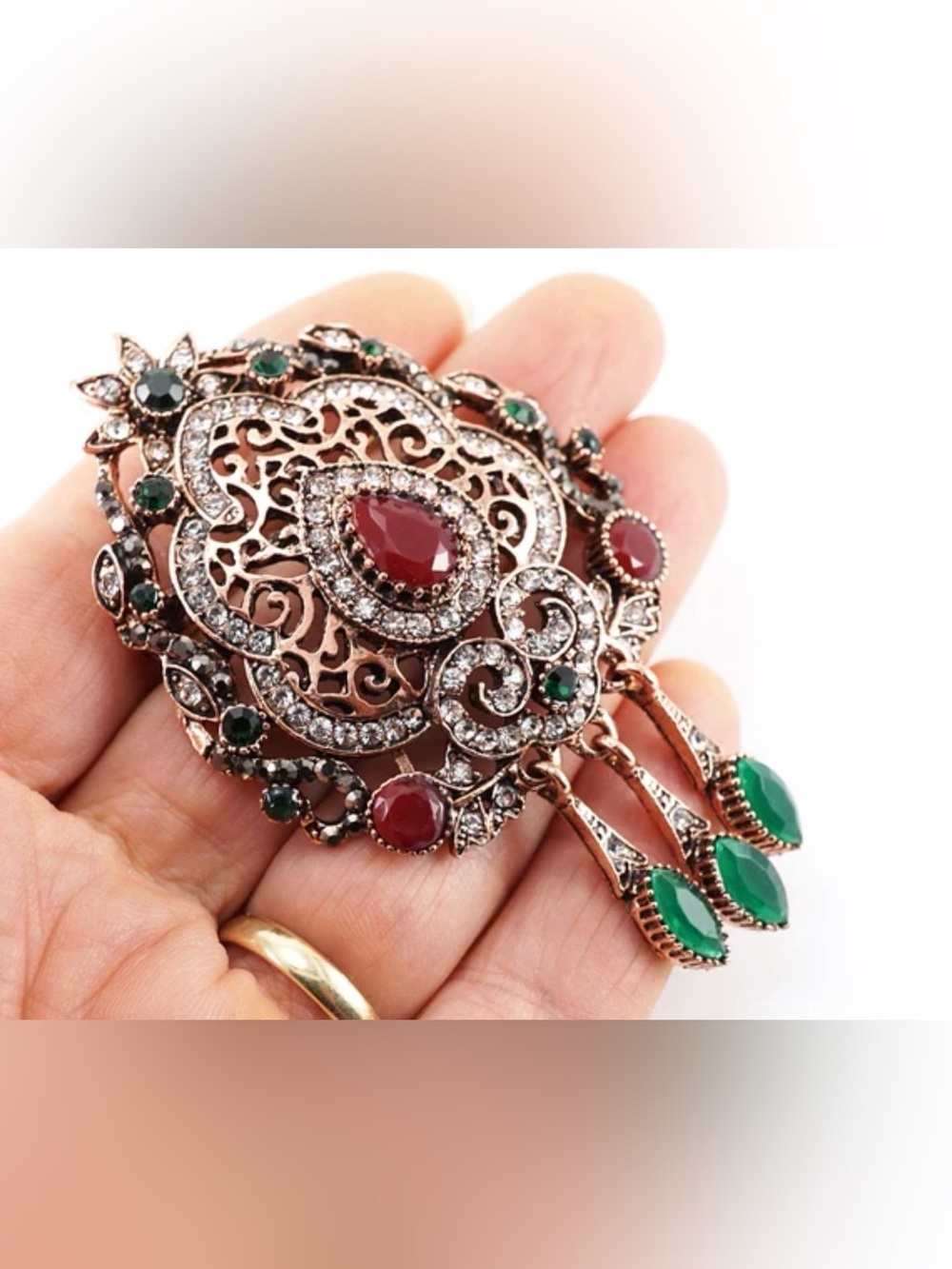 Vintage Baroque Openwork Palace Style Pendant Brooch Pin